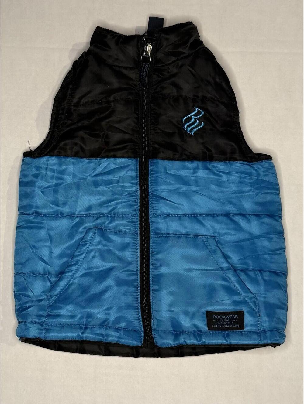 ROCAWEAR Boys PUFFER VESTâ Size 24 Months Blue Black Full Zip Outerwear